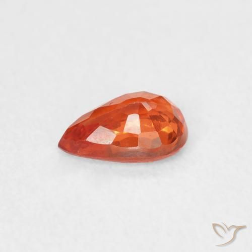 Safira Laranja Intenso Natural 0.50ct, Formato de pêra, VS