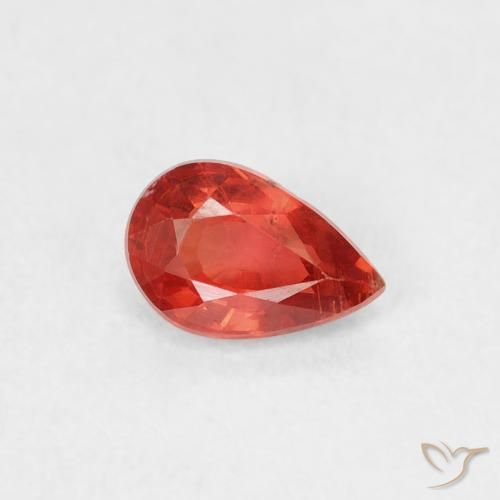 Safira vermelho médio Natural 0.55ct, Formato de pêra, VS