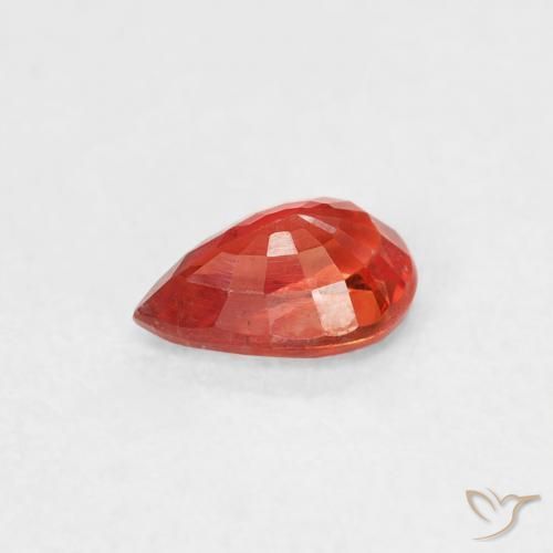 Safira vermelho médio Natural 0.55ct, Formato de pêra, VS