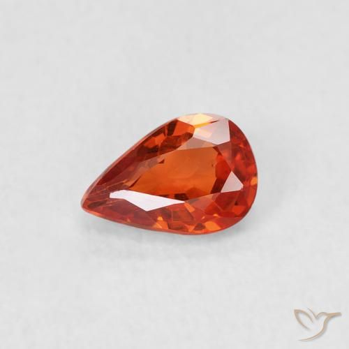 0.52ct Natural fogo laranja Safira, Formato de pêra, VS