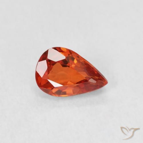 Safira fogo laranja Natural 0.52ct, Formato de pêra, VS