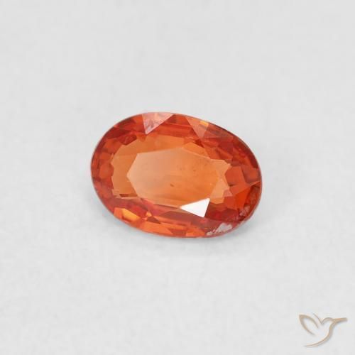 Safira laranja avermelhado Natural 0.44ct, oval, VS