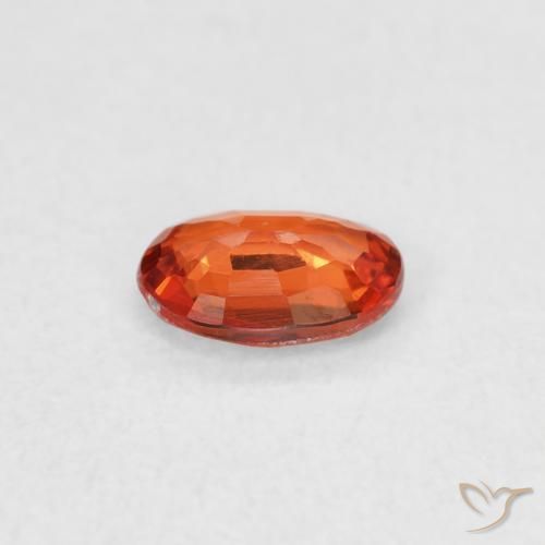 Safira laranja avermelhado Natural 0.44ct, oval, VS