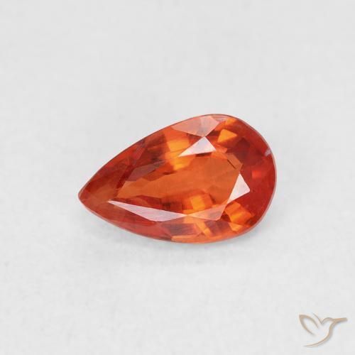 0.55ct Natural laranja avermelhado Safira, Formato de pêra, VS