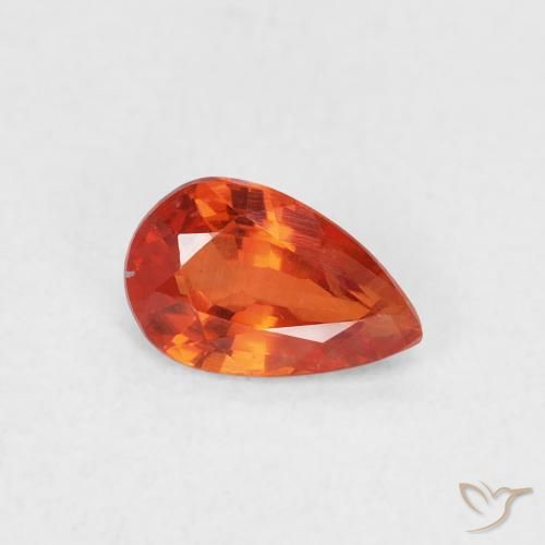 Safira laranja avermelhado Natural 0.55ct, Formato de pêra, VS