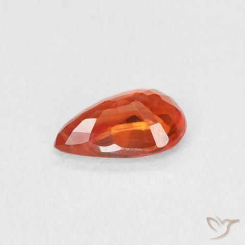 Safira laranja avermelhado Natural 0.55ct, Formato de pêra, VS