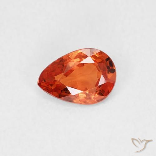 0.44ct Natural laranja avermelhado Safira, Formato de pêra, VS