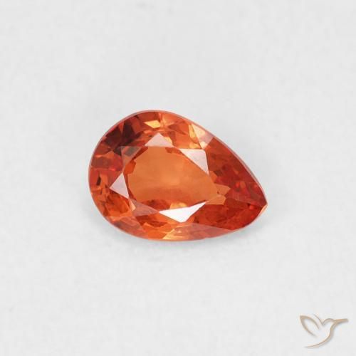 Safira laranja avermelhado Natural 0.44ct, Formato de pêra, VS