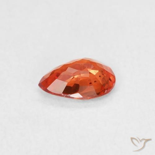 Safira laranja avermelhado Natural 0.44ct, Formato de pêra, VS