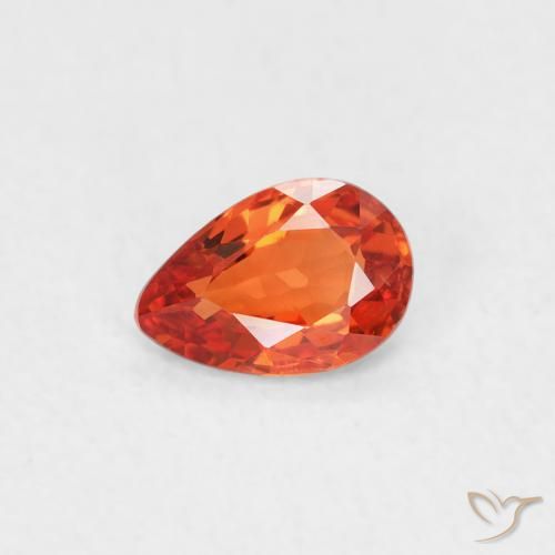 0.42ct Natural laranja quente Safira, Formato de pêra, VVS-VS