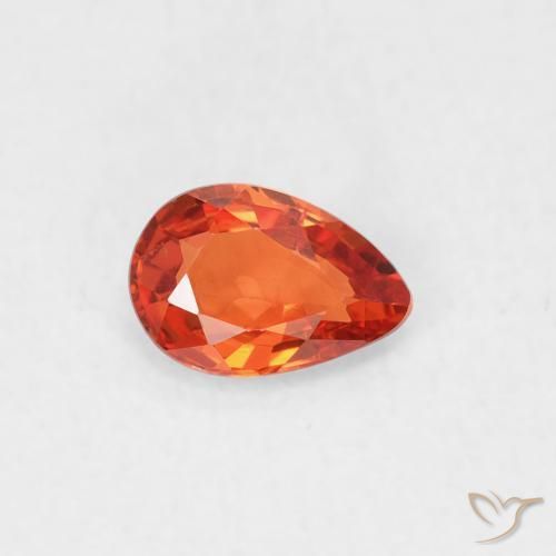 Safira laranja quente Natural 0.42ct, Formato de pêra, VVS-VS