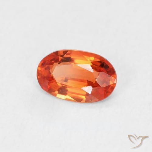 Safira laranja avermelhado Natural 0.54ct, oval, VVS
