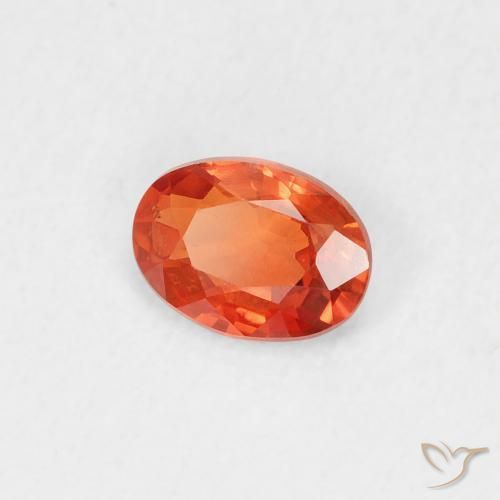 Safira laranja avermelhado Natural 0.49ct, oval, VVS-VS