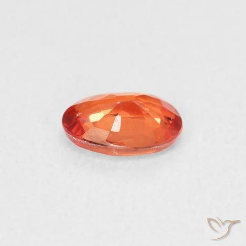 Safira laranja avermelhado Natural 0.49ct, oval, VVS-VS