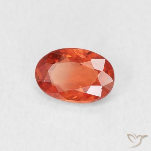 Safira laranja avermelhado Natural 0.53ct, oval, VS