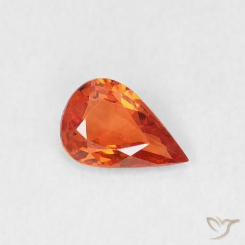 Safira âmbar laranja Natural 0.43ct, Formato de pêra, VS
