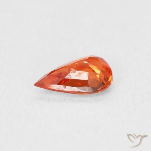 Safira âmbar laranja Natural 0.43ct, Formato de pêra, VS