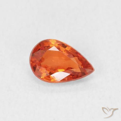 Safira fogo laranja Natural 0.59ct, Formato de pêra, VS