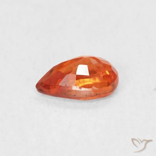 Safira fogo laranja Natural 0.59ct, Formato de pêra, VS