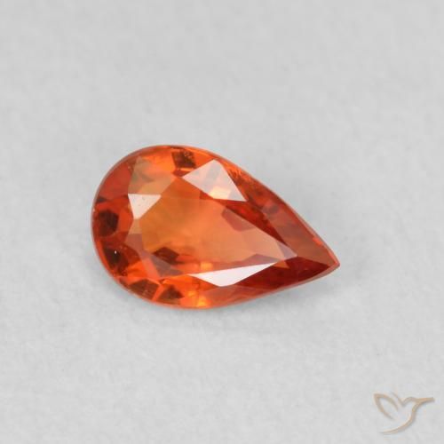 0.44ct Natural Laranja Profundo Safira, Formato de pêra, VS