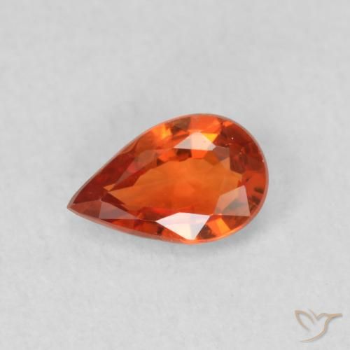 Safira Laranja Profundo Natural 0.44ct, Formato de pêra, VS
