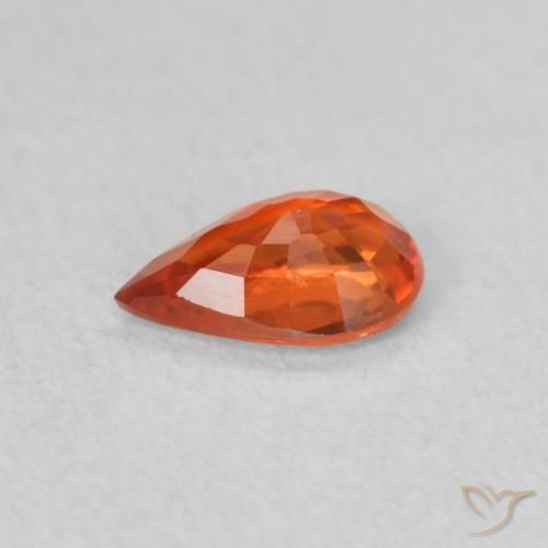 Safira Laranja Profundo Natural 0.44ct, Formato de pêra, VS
