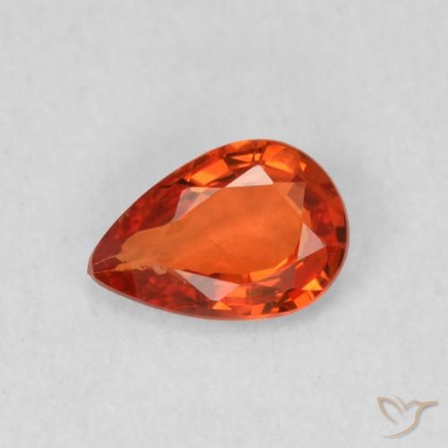 0.49ct Natural laranja avermelhado Safira, Formato de pêra, VS