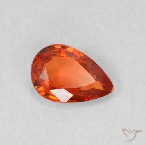 Safira laranja avermelhado Natural 0.49ct, Formato de pêra, VS