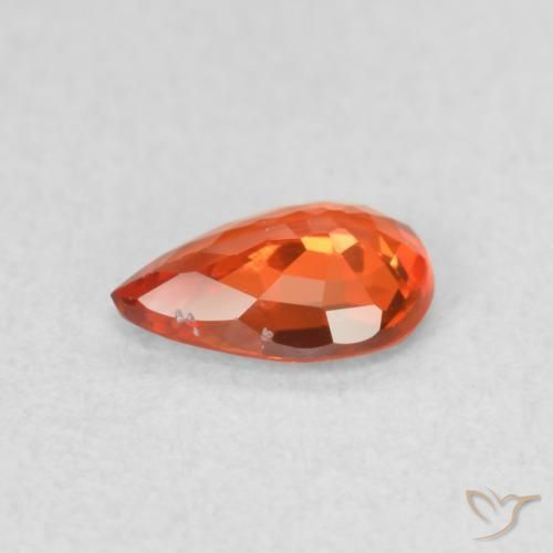 Safira laranja avermelhado Natural 0.49ct, Formato de pêra, VS