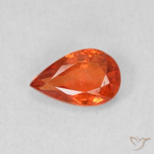 0.50ct Natural laranja quente Safira, Formato de pêra, VS