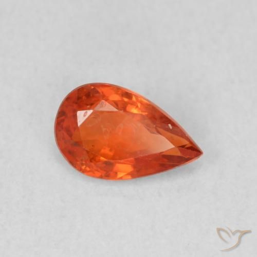 Safira laranja quente Natural 0.50ct, Formato de pêra, VS