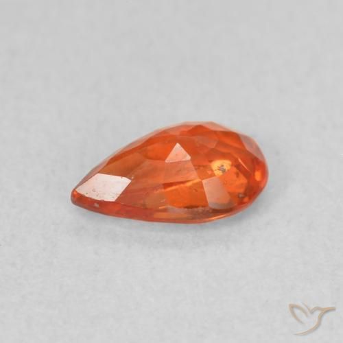 Safira laranja quente Natural 0.50ct, Formato de pêra, VS