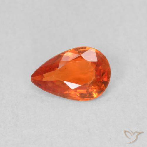 0.38ct Natural Laranja Médio Safira, Formato de pêra, VS