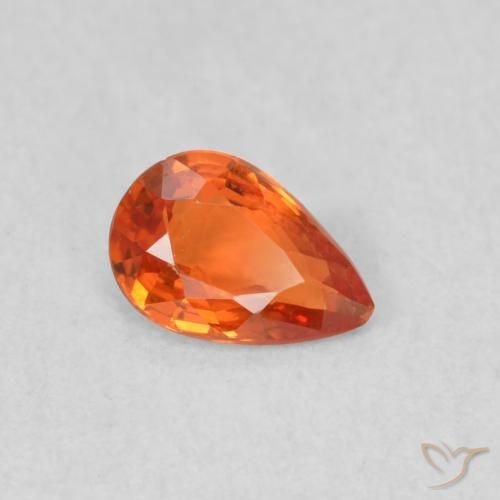 Safira Laranja Médio Natural 0.38ct, Formato de pêra, VS