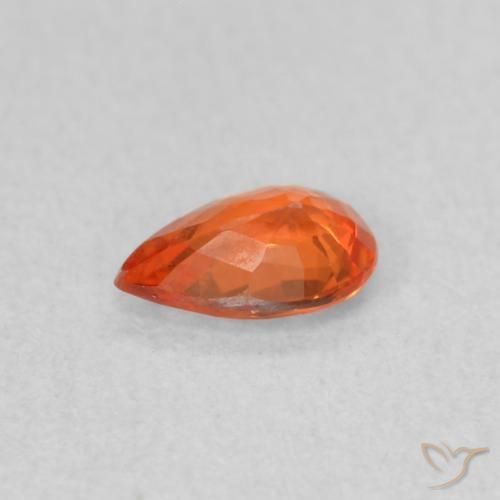 Safira Laranja Médio Natural 0.38ct, Formato de pêra, VS