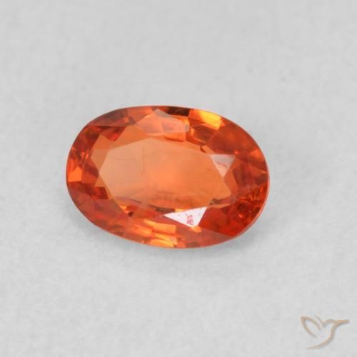 Safira laranja avermelhado Natural 0.66ct, oval, VS