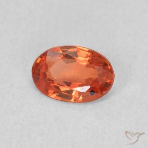 Safira laranja avermelhado Natural 0.56ct, oval, VS