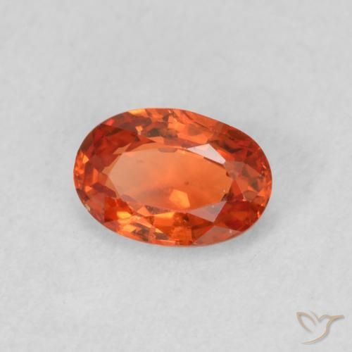 Safira laranja avermelhado Natural 0.54ct, oval, VS