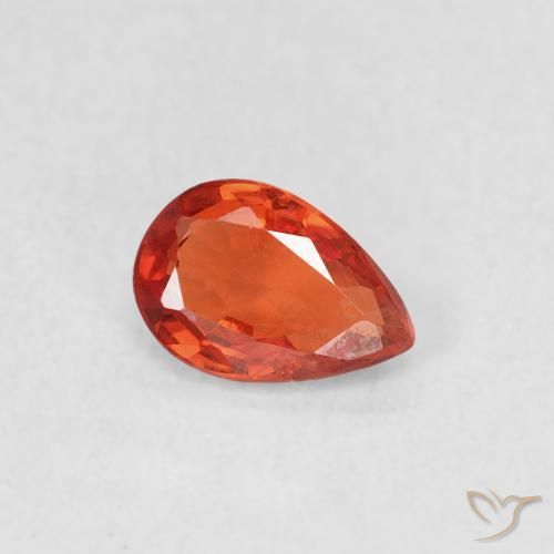 Safira vermelho médio Natural 0.46ct, Formato de pêra, VVS-VS