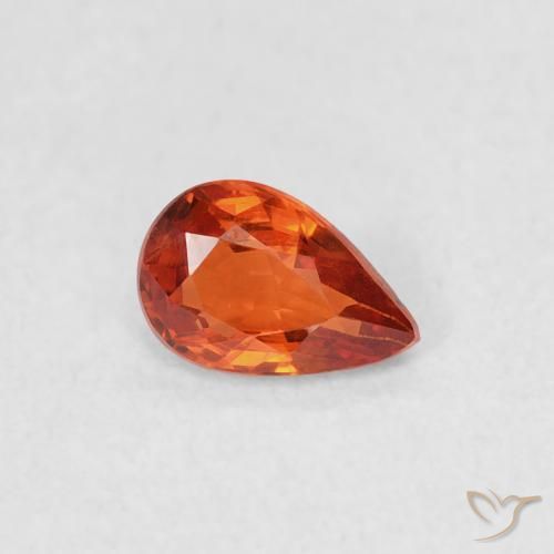 Safira laranja avermelhado Natural 0.39ct, Formato de pêra, VVS-VS