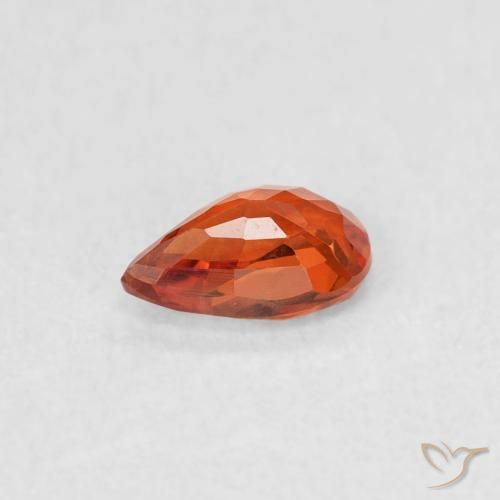 Safira laranja avermelhado Natural 0.39ct, Formato de pêra, VVS-VS