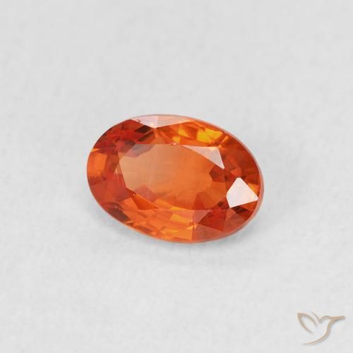 Safira laranja avermelhado Natural 0.69ct, oval, VS