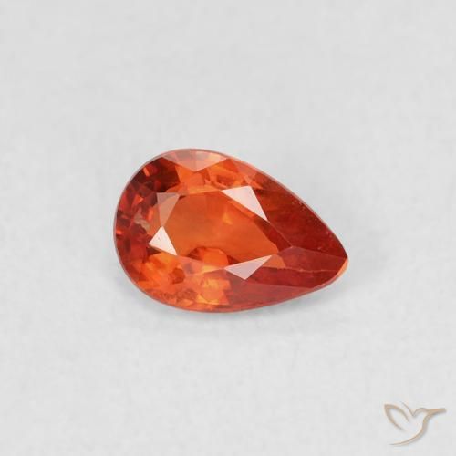 0.47ct Natural laranja quente Safira, Formato de pêra, VVS-VS