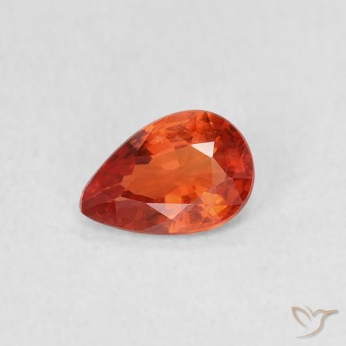 Safira laranja quente Natural 0.47ct, Formato de pêra, VVS-VS