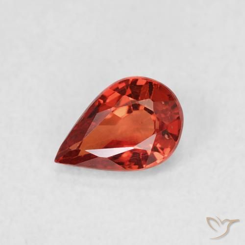 Safira vermelho intenso Natural 0.51ct, Formato de pêra, VVS-VS