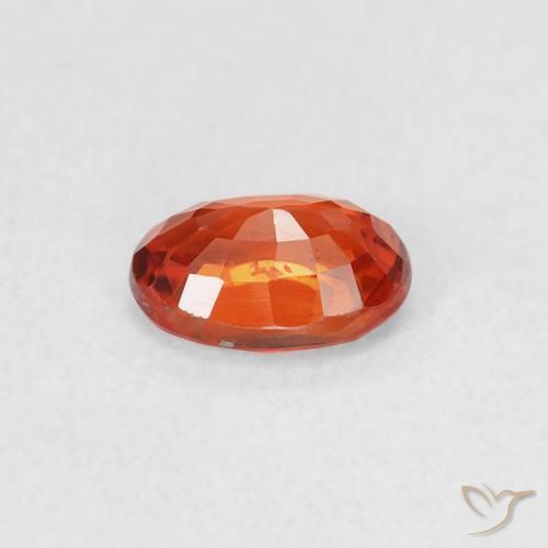 Safira laranja avermelhado Natural 0.68ct, oval, VVS-VS