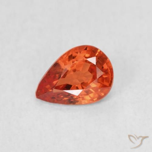 Safira vermelho intenso Natural 0.47ct, Formato de pêra, VVS-VS