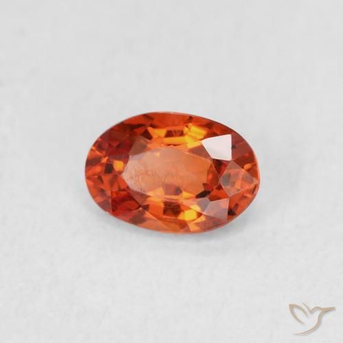 Safira laranja avermelhado Natural 0.58ct, oval, VVS