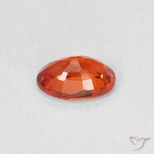 Safira laranja avermelhado Natural 0.58ct, oval, VVS