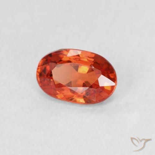 Safira laranja avermelhado Natural 0.65ct, oval, VVS